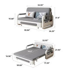 Divano letto convertibile da 60" – Letto estraibile, Base contenitore, Tasche laterali, Lino