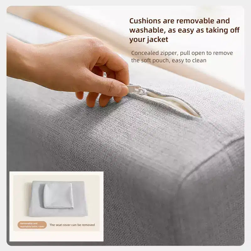 Divano letto convertibile da 60" – Letto estraibile, Base contenitore, Tasche laterali, Lino