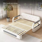 Divano letto convertibile da 60" – Letto estraibile, Base contenitore, Tasche laterali, Lino