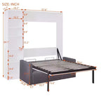 Letto a scomparsa matrimoniale/singolo con divano a 3/2 posti e mensole, bianco+grigio - ModernLuxe