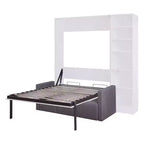 Letto a scomparsa matrimoniale/singolo con divano a 3/2 posti e mensole, bianco+grigio - ModernLuxe