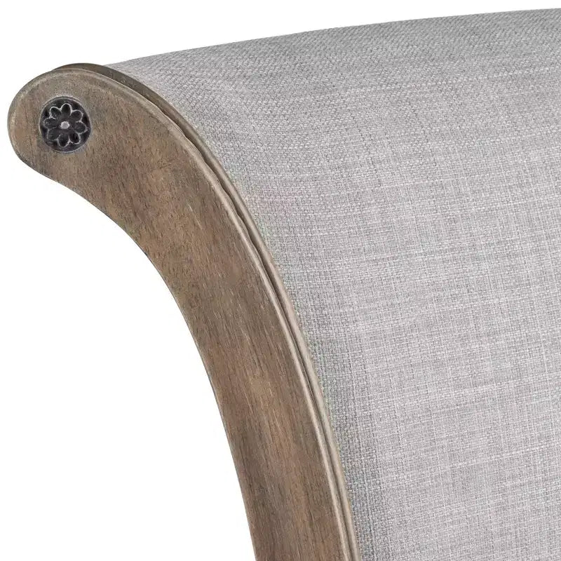 Sgabello da bancone tradizionale girevole da 26" – Rivestimento grigio cenere, finitura rovere, borchie decorative