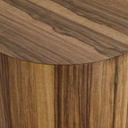 Tavolino rotondo 23" stile rustico da fattoria – Finitura marrone cerato, MDF e impiallacciatura