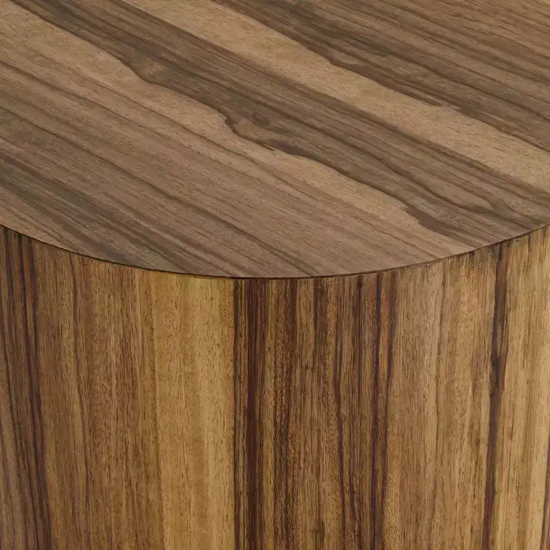 Tavolino rotondo 23" stile rustico da fattoria – Finitura marrone cerato, MDF e impiallacciatura
