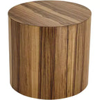Tavolino rotondo 23" stile rustico da fattoria – Finitura marrone cerato, MDF e impiallacciatura