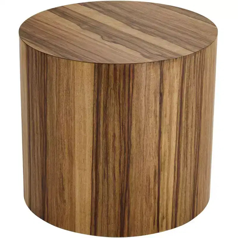 Tavolino rotondo 23" stile rustico da fattoria – Finitura marrone cerato, MDF e impiallacciatura