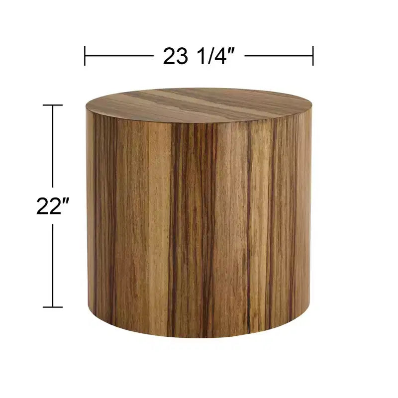 Tavolino rotondo 23" stile rustico da fattoria – Finitura marrone cerato, MDF e impiallacciatura