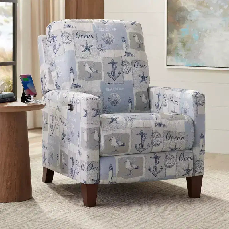 Poltrona Reclinabile Kensington Hill Gulls Point Sky 27 1/2 Wide Blue 3 Vie Elettrica