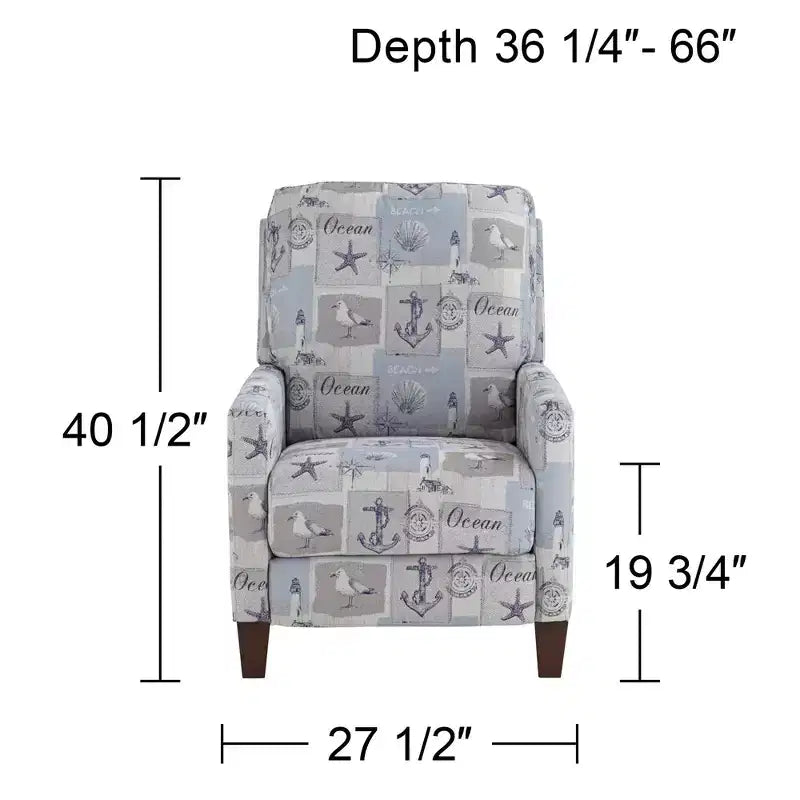 Poltrona Reclinabile Kensington Hill Gulls Point Sky 27 1/2 Wide Blue 3 Vie Elettrica