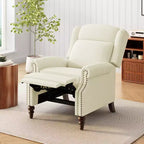 30W Accent Chair Push Back Recliner Armchair with Wing Back and Gourd-shaped Wooden Legs -ModernLuxe