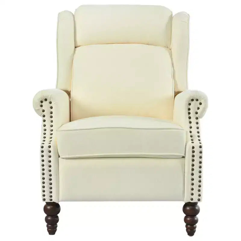 Poltrona reclinabile 30W con schienale a spinta e gambe in legno a forma di zucca - ModernLuxe
