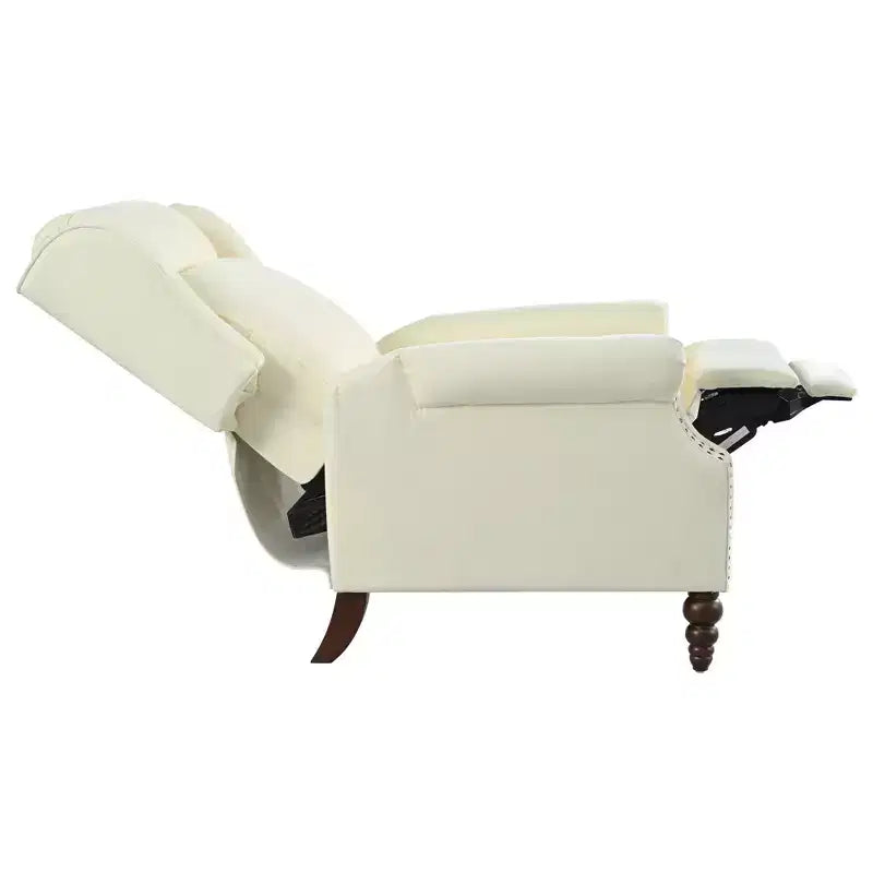 Poltrona reclinabile 30W con schienale a spinta e gambe in legno a forma di zucca - ModernLuxe