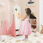 Set Toeletta da Principessa per Bambini – Tavolo da Trucco, Sgabello e Mobile Portagioie con Specchi