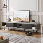 Mobile TV Bestier da 70 pollici, stile moderno di metà secolo, per TV da 65/70/75 pollici, mobile TV basso con ante scorrevoli per soggiorno