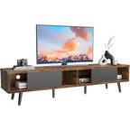 Mobile TV Bestier da 70 pollici, stile moderno di metà secolo, per TV da 65/70/75 pollici, mobile TV basso con ante scorrevoli per soggiorno