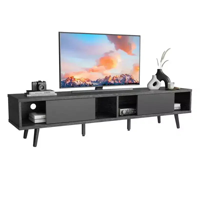 Mobile TV Bestier da 70 pollici, stile moderno di metà secolo, per TV da 65/70/75 pollici, mobile TV basso con ante scorrevoli per soggiorno