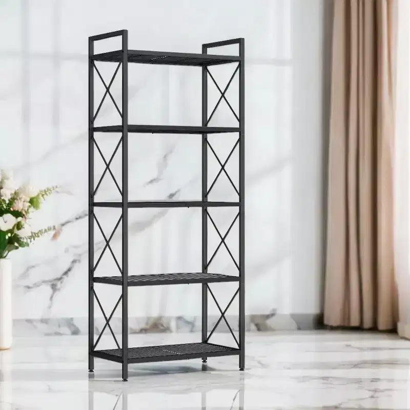 Scaffale portaoggetti in metallo a 5 ripiani, scaffalatura, scaffale da cucina con telai laterali e rete densa, 32 x 60 x 145,5 cm, per ingresso, cucina
