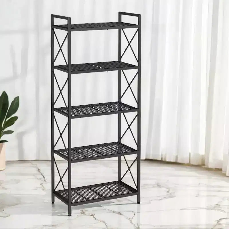 Scaffale portaoggetti in metallo a 5 ripiani, scaffalatura, scaffale da cucina con telai laterali e rete densa, 32 x 60 x 145,5 cm, per ingresso, cucina