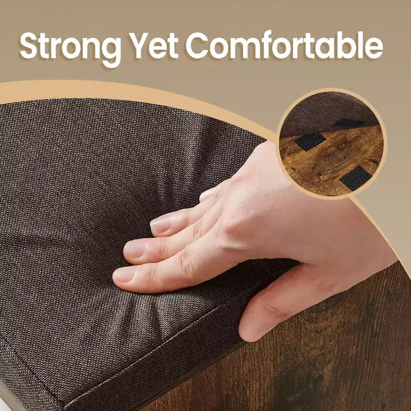 Panca contenitore, Panca da ingresso con cuscino, cassetto e scomparti aperti, Panca con contenitore, per soggiorno, camera da letto, guardaroba
