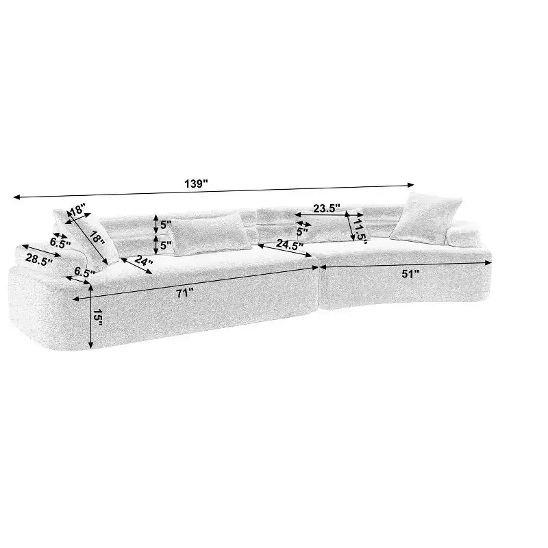 Divano componibile a 4 posti da 353 cm – Braccioli ARC, Doppio schienale, Nessun montaggio richiesto