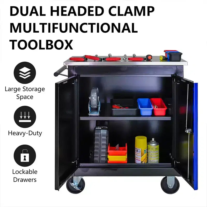 Mobiletto porta attrezzi in metallo con ruote, armadio portaoggetti da garage con serratura su ruote, mobile portautensili mobile per officina e garage, montaggio richiesto, nero