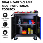 Mobiletto porta attrezzi in metallo con ruote, armadio portaoggetti da garage con serratura su ruote, mobile portautensili mobile per officina e garage, montaggio richiesto, nero