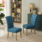 Set di 2 sedie da pranzo Parsons trapuntate – Schienale alto imbottito, struttura in legno massello, blu
