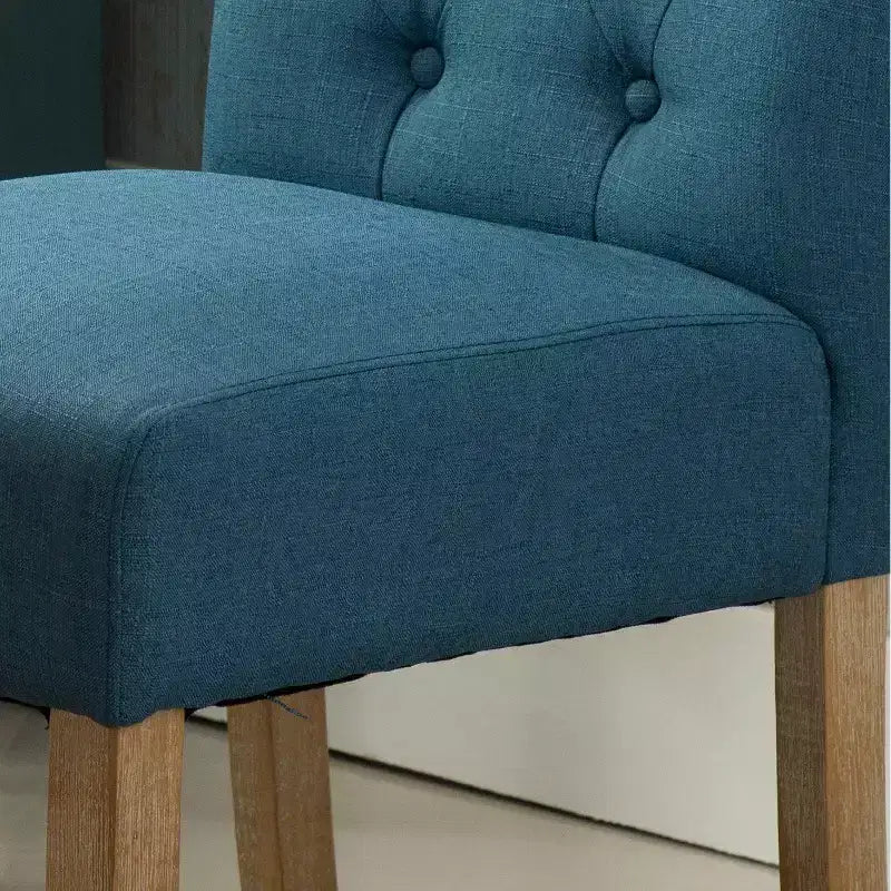 Set di 2 sedie da pranzo Parsons trapuntate – Schienale alto imbottito, struttura in legno massello, blu