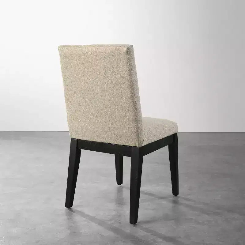 Set di 2 sedie da pranzo contemporanee imbottite – Tessuto beige, gambe in legno di gomma massiccio