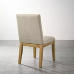 Set di 2 sedie da pranzo contemporanee imbottite – Tessuto beige, gambe in legno di gomma massiccio