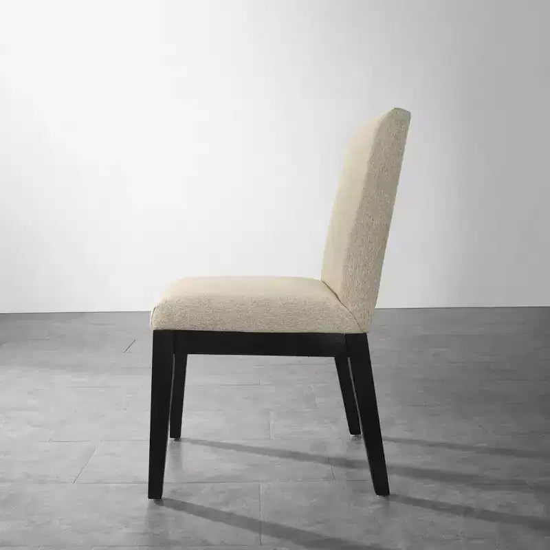 Set di 2 sedie da pranzo contemporanee imbottite – Tessuto beige, gambe in legno di gomma massiccio