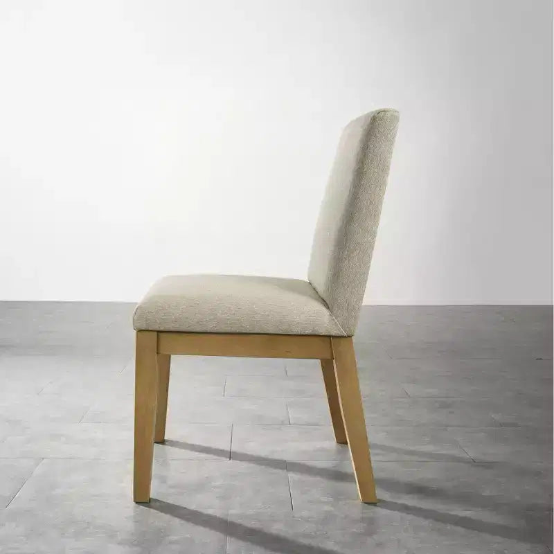 Set di 2 sedie da pranzo contemporanee imbottite – Tessuto beige, gambe in legno di gomma massiccio