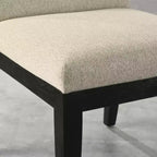 Set di 2 sedie da pranzo contemporanee imbottite – Tessuto beige, gambe in legno di gomma massiccio