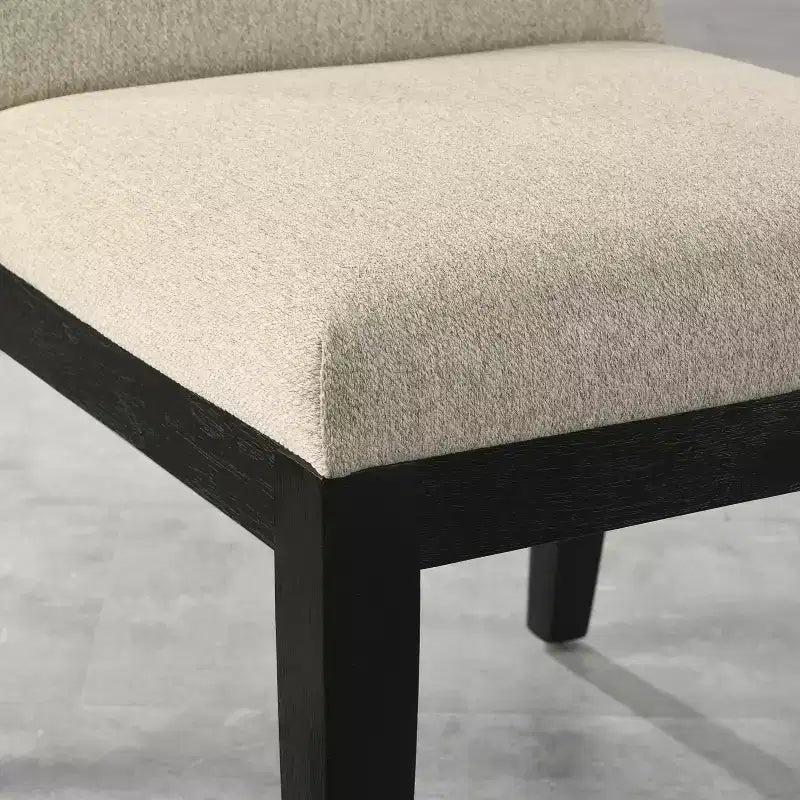 Set di 2 sedie da pranzo contemporanee imbottite – Tessuto beige, gambe in legno di gomma massiccio