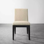 Set di 2 sedie da pranzo contemporanee imbottite – Tessuto beige, gambe in legno di gomma massiccio