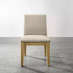 Set di 2 sedie da pranzo contemporanee imbottite – Tessuto beige, gambe in legno di gomma massiccio