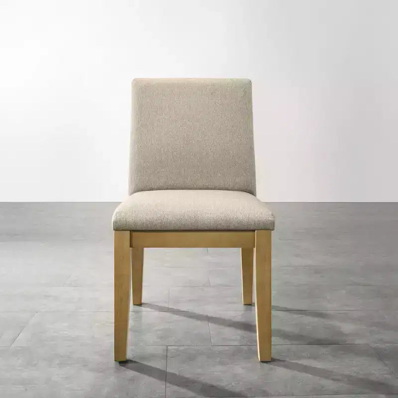 Set di 2 sedie da pranzo contemporanee imbottite – Tessuto beige, gambe in legno di gomma massiccio