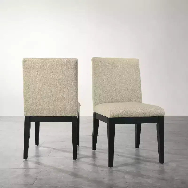 Set di 2 sedie da pranzo contemporanee imbottite – Tessuto beige, gambe in legno di gomma massiccio