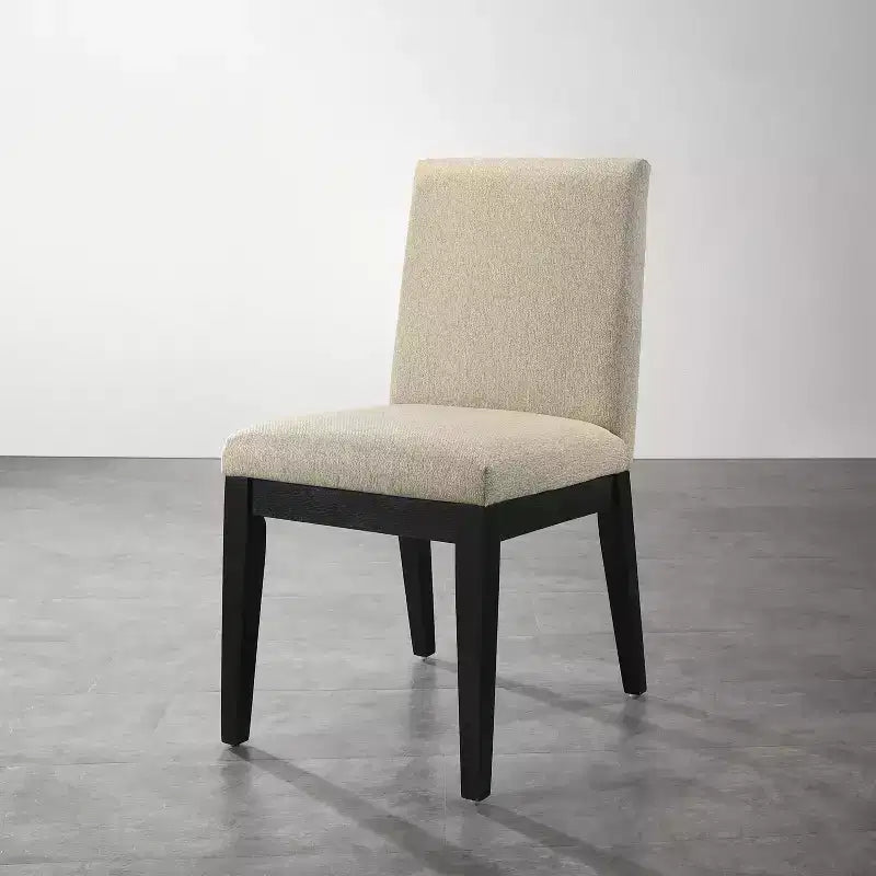 Set di 2 sedie da pranzo contemporanee imbottite – Tessuto beige, gambe in legno di gomma massiccio