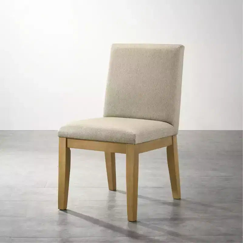 Set di 2 sedie da pranzo contemporanee imbottite – Tessuto beige, gambe in legno di gomma massiccio