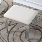 Set da toeletta con specchio girevole e sgabello – 5 cassetti, legno argento