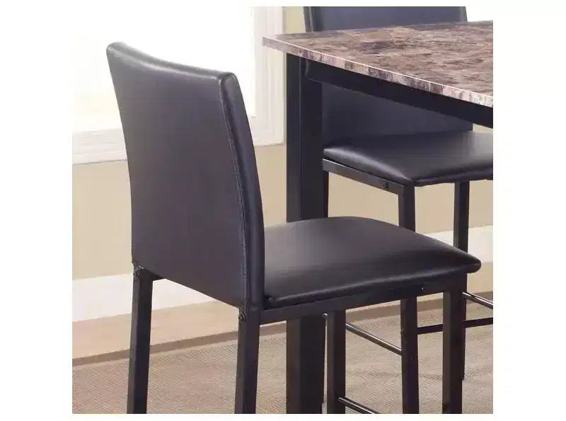 Sedie da pranzo altezza bancone in metallo con seduta in similpelle, set da 4