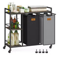 VASAGLE Laundry Hamper with 2 Compartments, 26.4 Gal. (100 L) Laundry Sorter, Rolling Laundry Cart with Shelves, Ink Black and Dove Gray