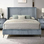 Letto con pannelli imbottiti in velluto a coste larghe Roundhill Furniture Mavela, Blu
