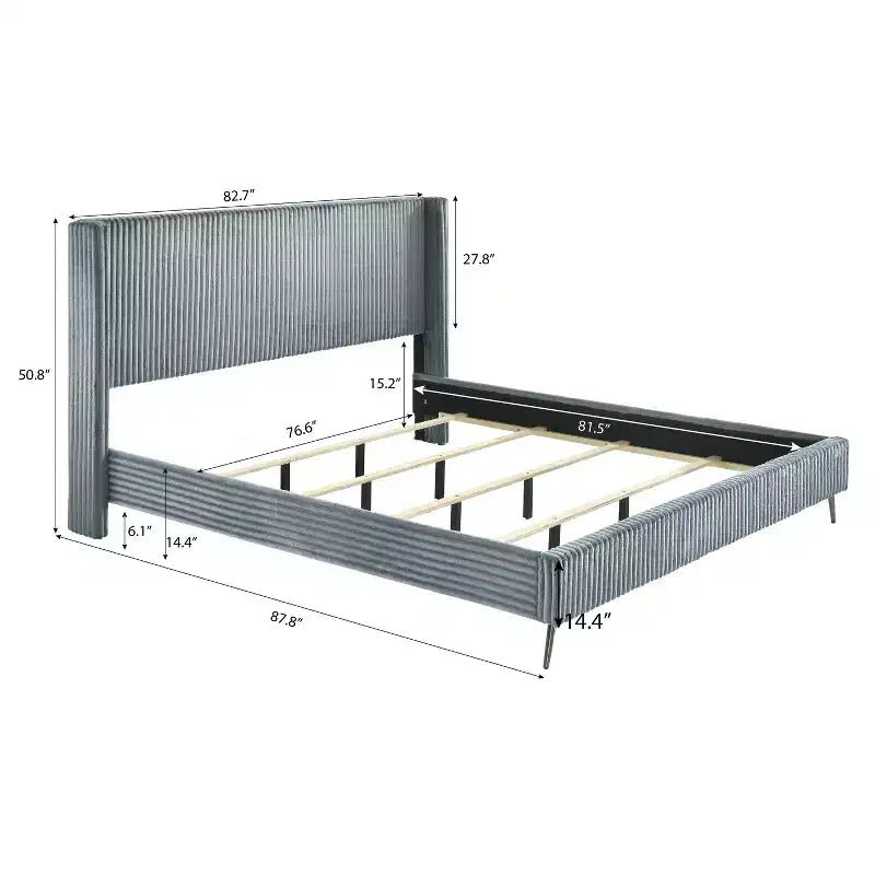 Letto con pannelli imbottiti in velluto a coste larghe Roundhill Furniture Mavela, Blu