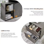 Scrivania Moderna a L da 67" con Mobile Contenitore e Cassetti, Scrivania da Ufficio Domestico in Legno con Prese di Corrente, Scrivania Regolabile in Altezza