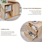 Scrivania Moderna a L da 67" con Mobile Contenitore e Cassetti, Scrivania da Ufficio Domestico in Legno con Prese di Corrente, Scrivania Regolabile in Altezza