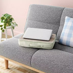 Tavolino da letto in velluto a coste – Piano effetto legno, maniglia per il trasporto, colore crema o verde