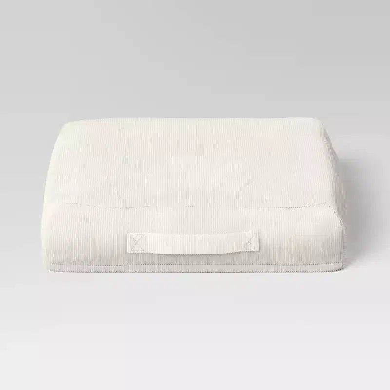 Tavolino da letto in velluto a coste – Piano effetto legno, maniglia per il trasporto, colore crema o verde