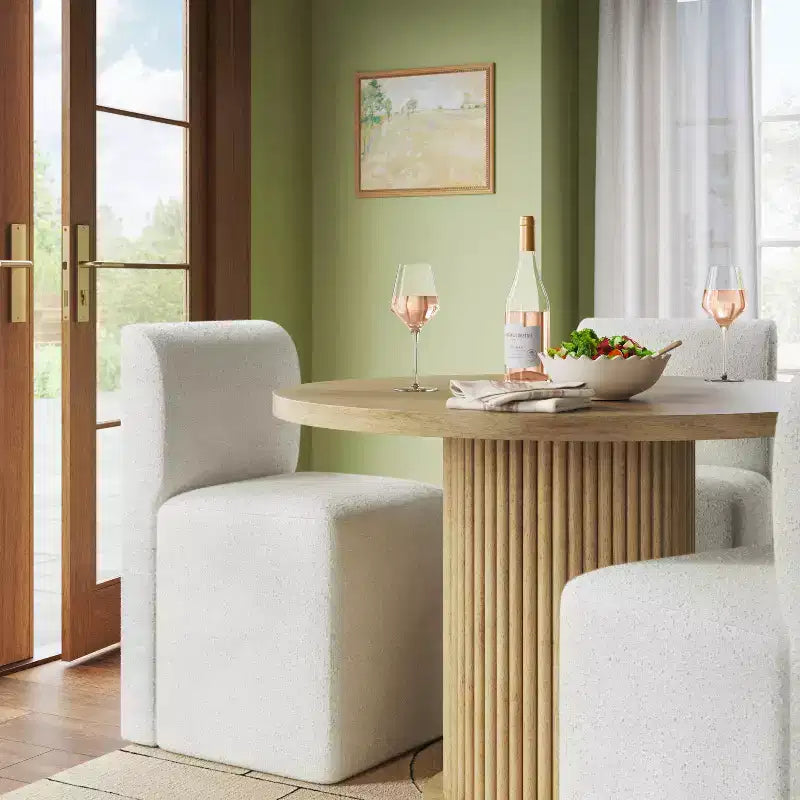 Sedia da pranzo imbottita senza braccioli – Struttura in legno di gomma, misto lino-poliestere